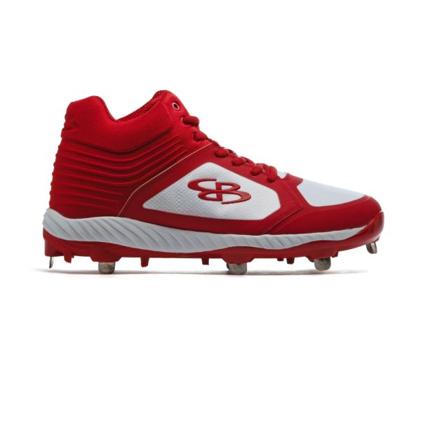 Men's Ballistic Mid Metal Cleats White/Red