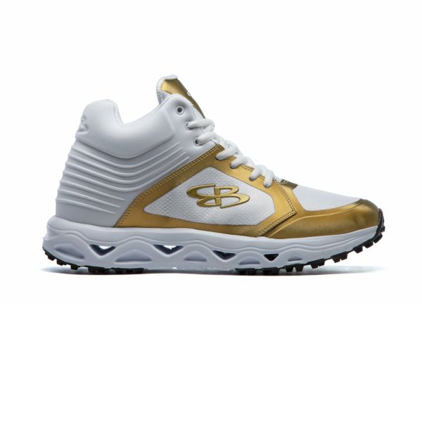 Men's Ballistic Metallic Turf Mid Shoe White/Metallic Gold