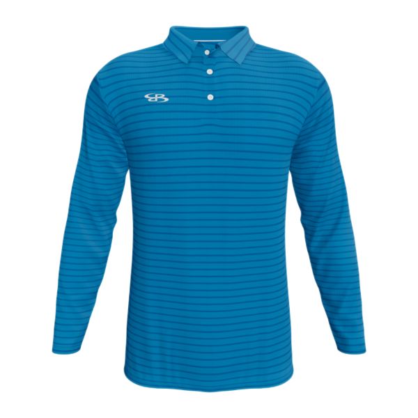 Men's Semi-Fitted Refract Long Sleeve Polo (3132-2000) Cyan/Azure