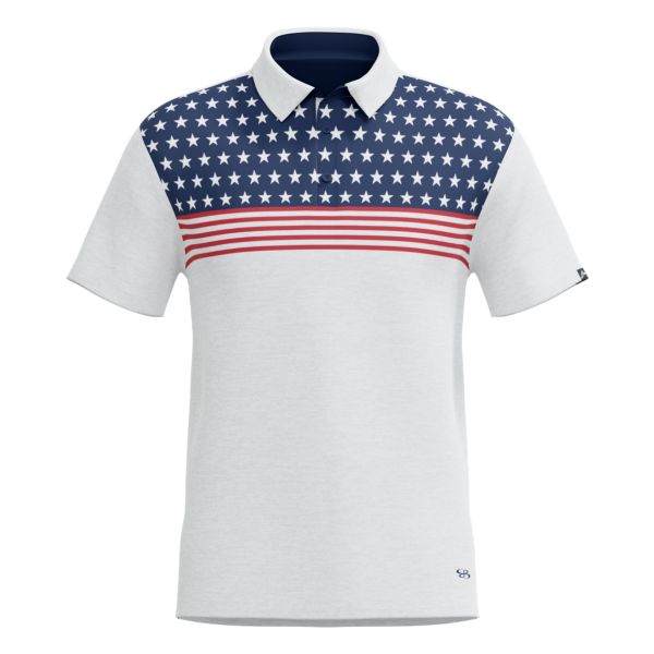Men's Semi-Fitted USA Ultimate Polo (3145-2010) White/Navy/Red