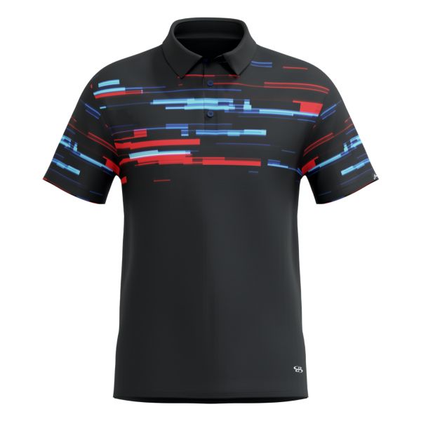 Men's Semi-Fitted USA Ultimate Polo (3145-2014) Black/Red/Azure