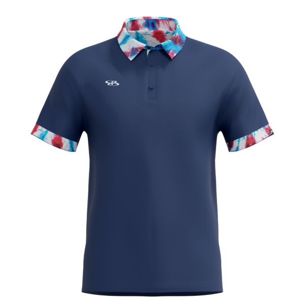 Men's Semi-Fitted USA Ultimate Polo (3145-2015) Navy/Azure/Red