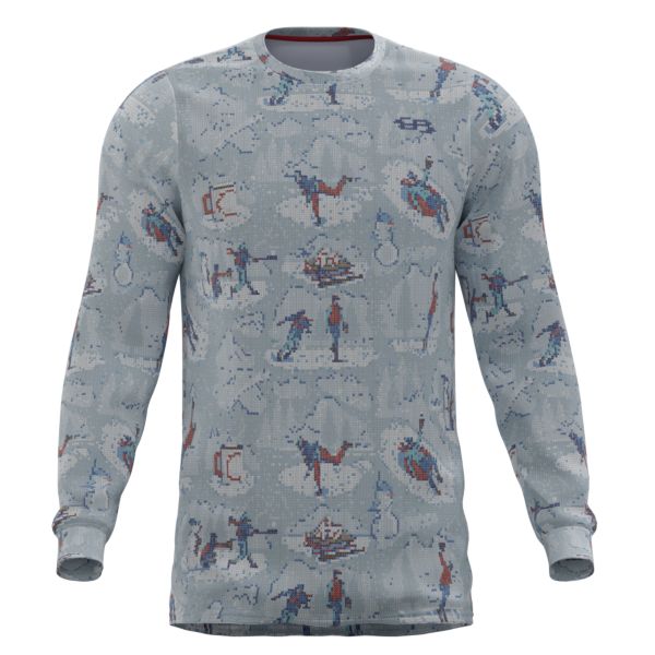 Men's Christmas Meridian Fleece Pullover (486-2006) Arctic Gray/Poppy/Azure