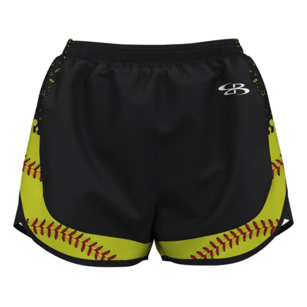 Women's PS Softball Splash Aspire Short Black/Optic Yellow