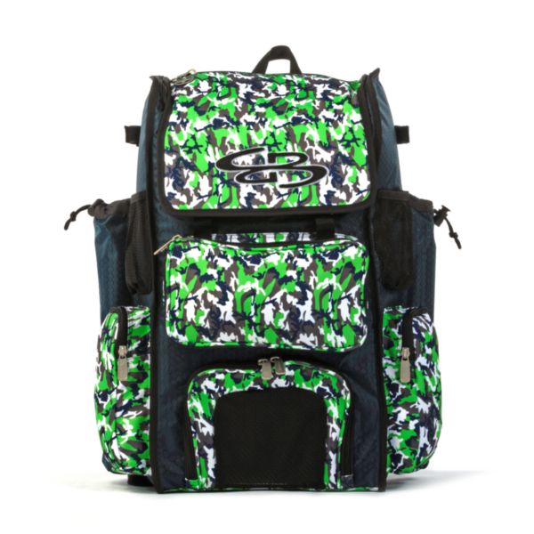 Superpack Bat Bag 2.0 Woodland Camo Navy/Lime Green