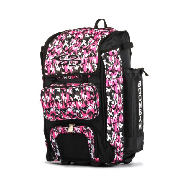 Catcher's Superpack Hybrid Woodland Camo Bat Bag Black/Pink