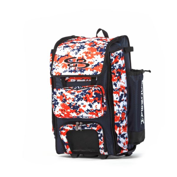 Rolling Catcher's Superpack Bat Bag Digital Camo Royal Blue/Orange