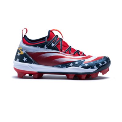 mens red white and blue baseball cleats