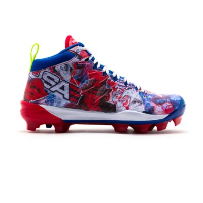 boombah red white and blue cleats