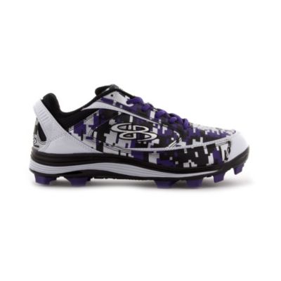 purple and white baseball cleats