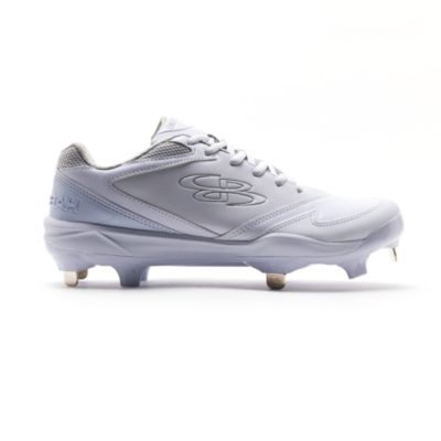 all white metal softball cleats