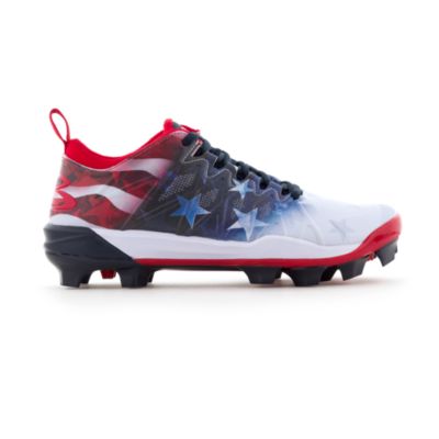 red white and blue softball cleats