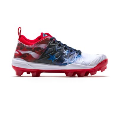 boombah red white and blue cleats