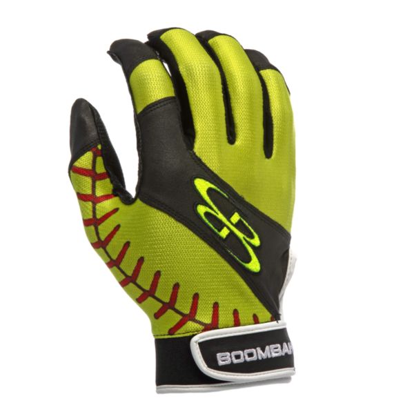 Adult Torva INK Batting Glove 3012 Softball Stitches Black/Optic Yellow/Red