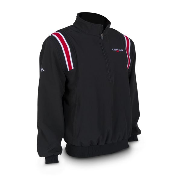 Men's USSSA Softshell Fleece Quarter Zip Pullover Black