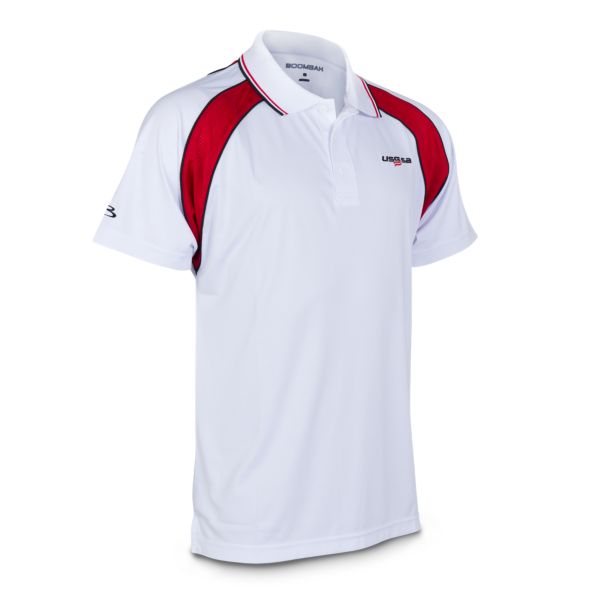 Men's USSSA Official's Polo White/Red/Black