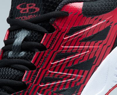 Red and black Chellenger baseball shoe