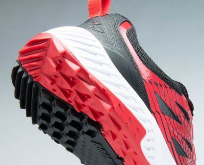 Red and black Challenger baseball shoe