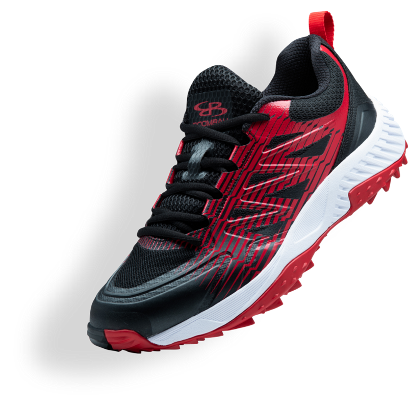 Red and black Challenger baseball shoe