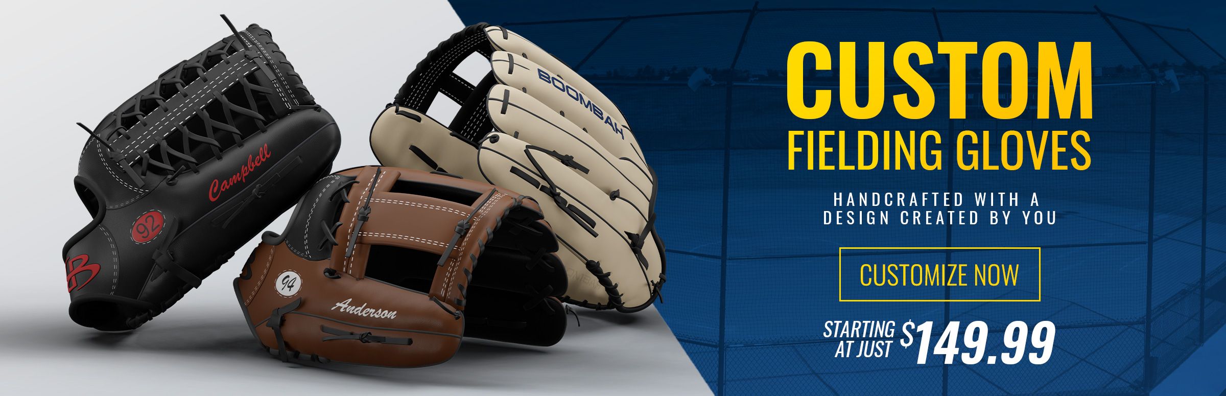 Custom Fielding Gloves Now Available