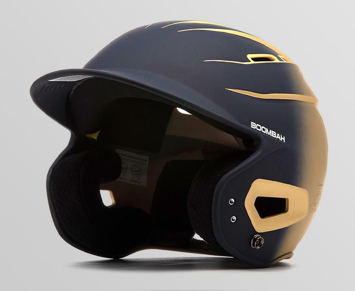 Boombah Batting Helmet Navy And Vegas Gold 
