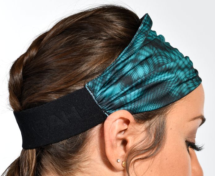 Teal headband with black graphic