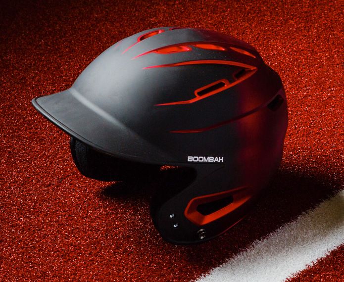 Black and red defcon batting helmet