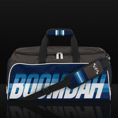 Blue Duffle Bag on a gray background