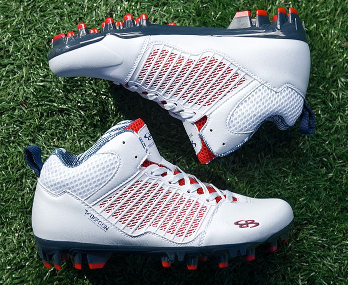 Men's white and red cleats