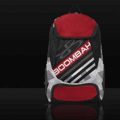 red soccer bag on a gray background