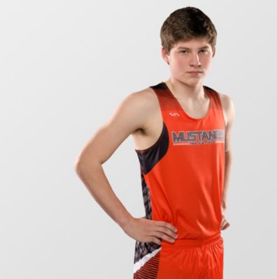 man wearing custom men's track uniform